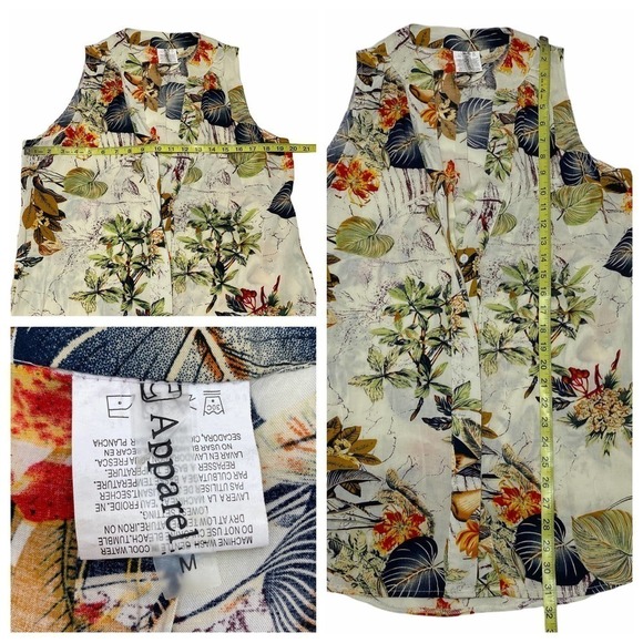 C Apparel Sleeveless V-Neck Floral Print Button Down High Low Blouse - Picture 11 of 11